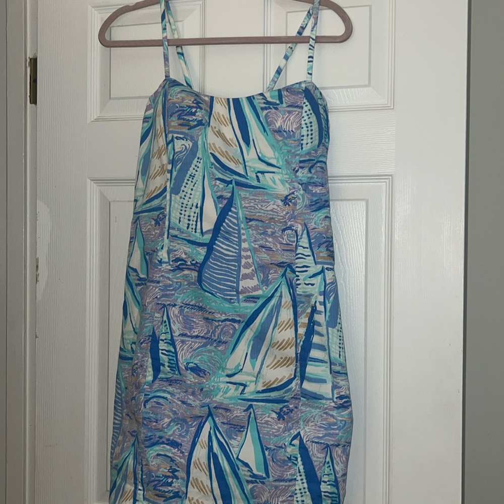 Lilly Pulitzer Blue and Green Mini Dress with Nautical Print
